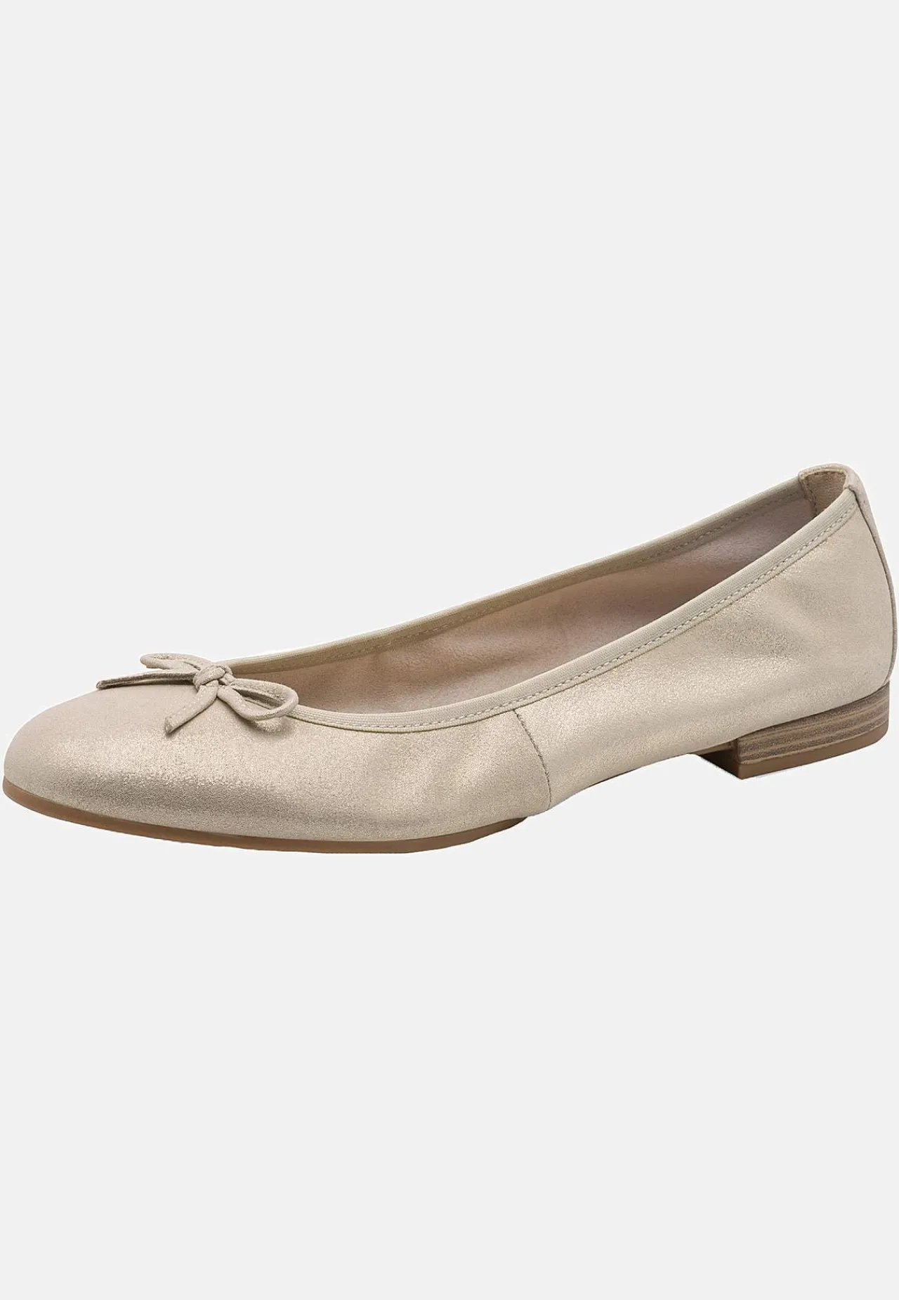 Lædersko|Ballerinasko- Klassisk ballerinasko i læder Champagne