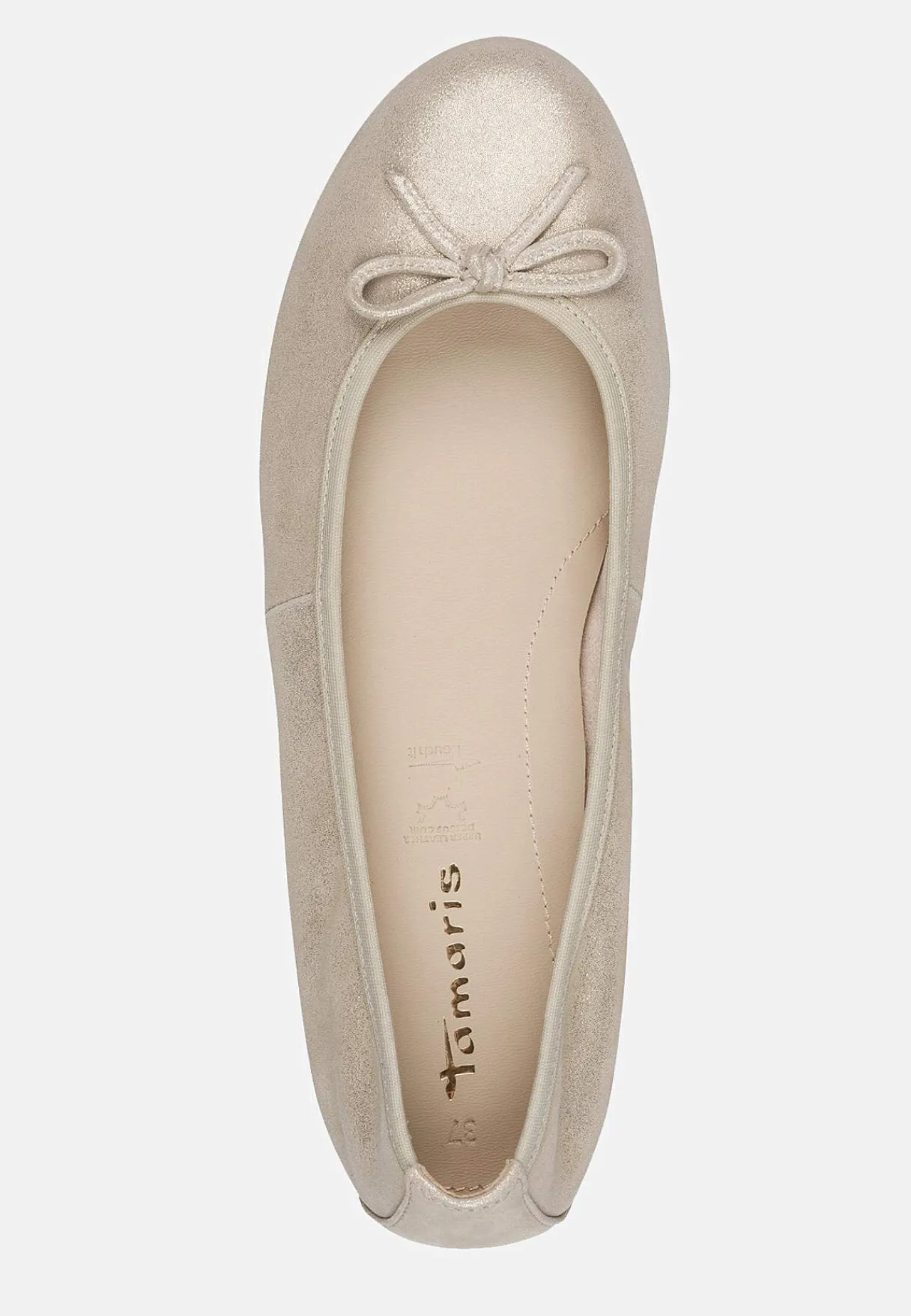 Lædersko|Ballerinasko- Klassisk ballerinasko i læder Champagne
