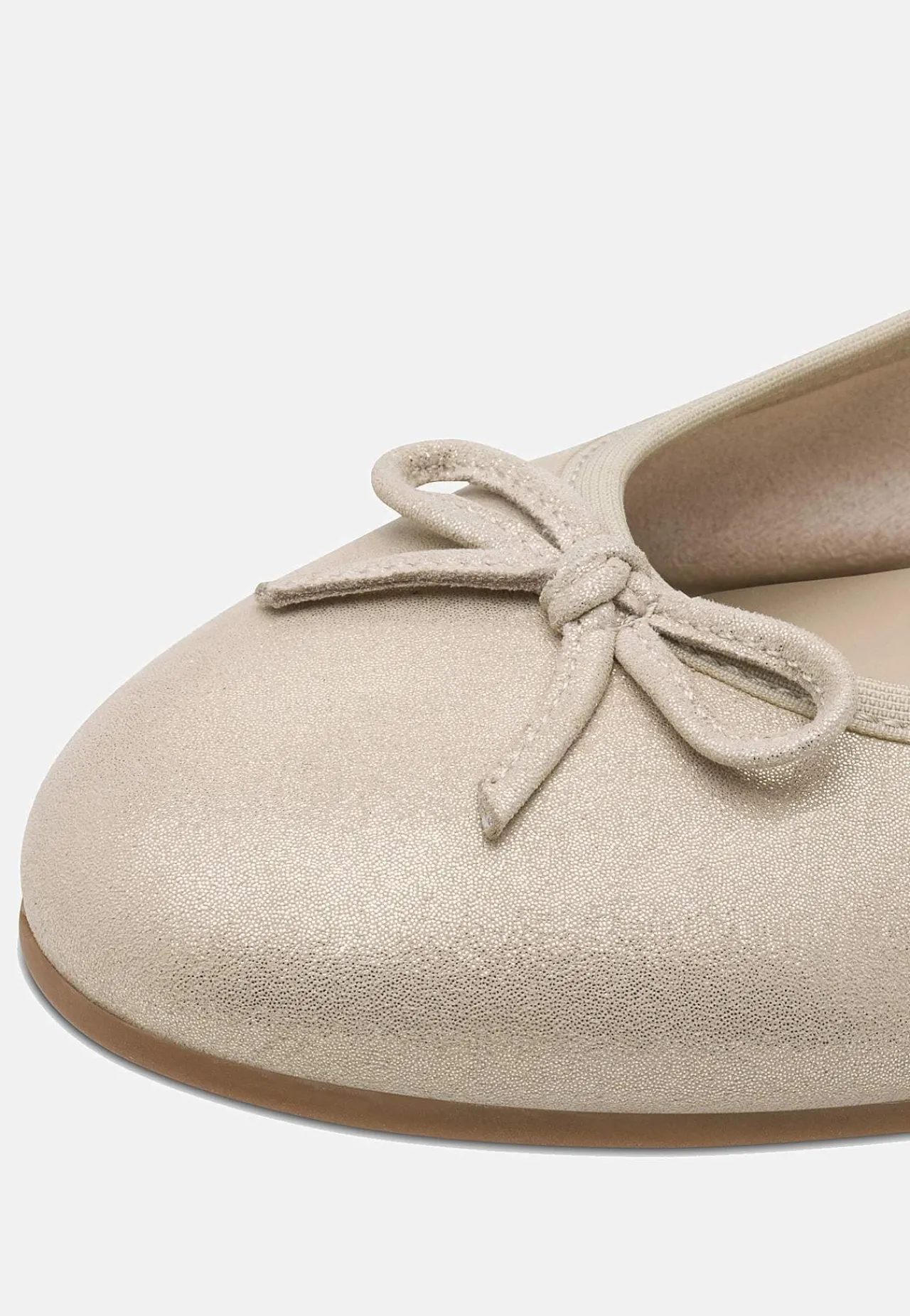 Lædersko|Ballerinasko- Klassisk ballerinasko i læder Champagne