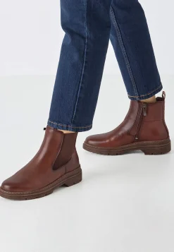 Lædersko|Boots-Tamaris Klassisk skindstøvle med lynlås Brun