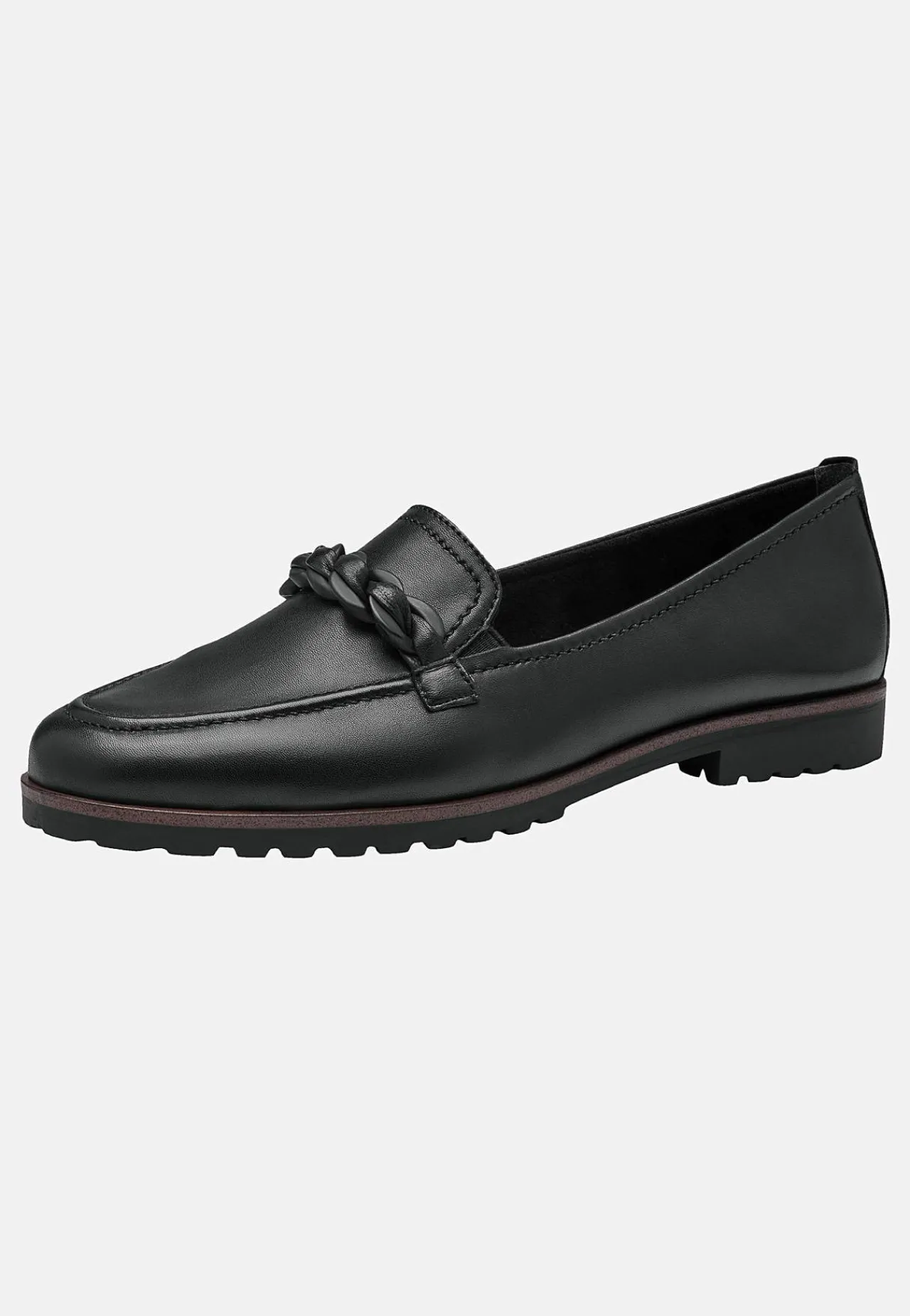Lædersko|Loafers-Tamaris Komfortabel skindloafer med kædedetalje | Cellbes