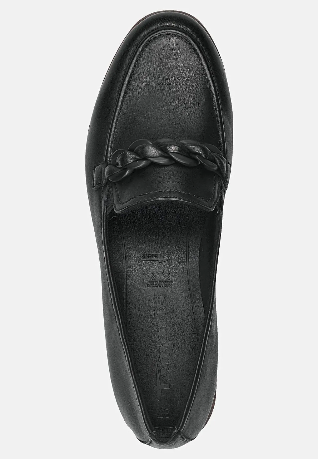Lædersko|Loafers-Tamaris Komfortabel skindloafer med kædedetalje | Cellbes