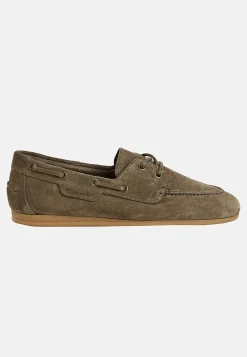 Loafers-Tamaris Komfortable ruskindsloafers med snøring Mørkegrøn