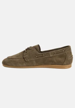 Loafers-Tamaris Komfortable ruskindsloafers med snøring Mørkegrøn