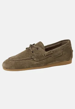 Loafers-Tamaris Komfortable ruskindsloafers med snøring Mørkegrøn