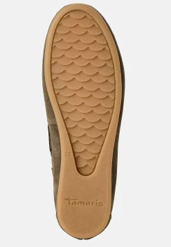 Loafers-Tamaris Komfortable ruskindsloafers med snøring Mørkegrøn