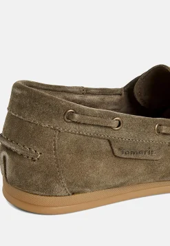Loafers-Tamaris Komfortable ruskindsloafers med snøring Mørkegrøn