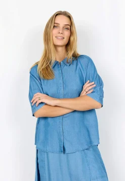 Denim|Denim-Toppe- Kortærmet cowboyskjorte i lyocell | Cellbes