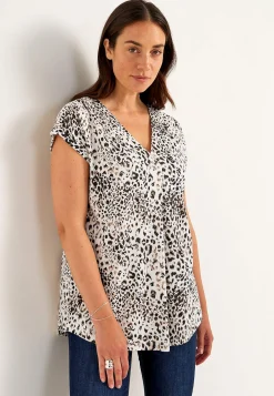 Mønstrede|Ærmeløs Og Kortærmet-Cellbes of Sweden Kortærmet jerseytunika Beige / Leopard / Mønstret