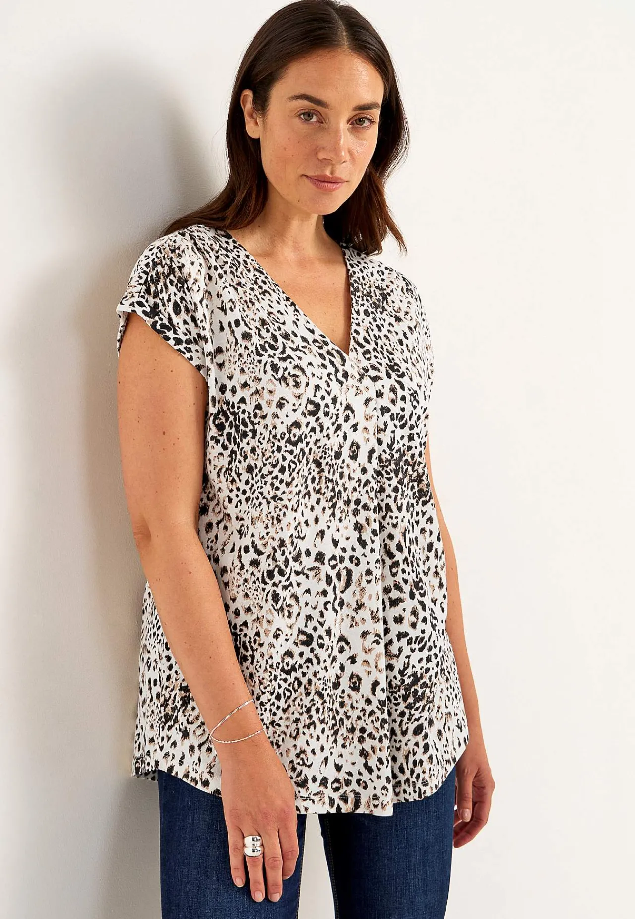 Mønstrede|Ærmeløs Og Kortærmet-Cellbes of Sweden Kortærmet jerseytunika Beige / Leopard / Mønstret