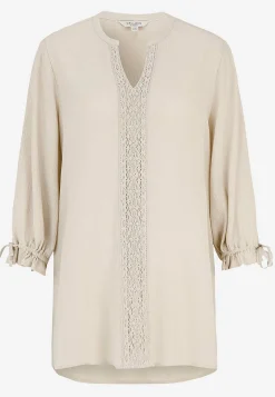 3/4 Ærmet- Kreppet tunika Lys beige