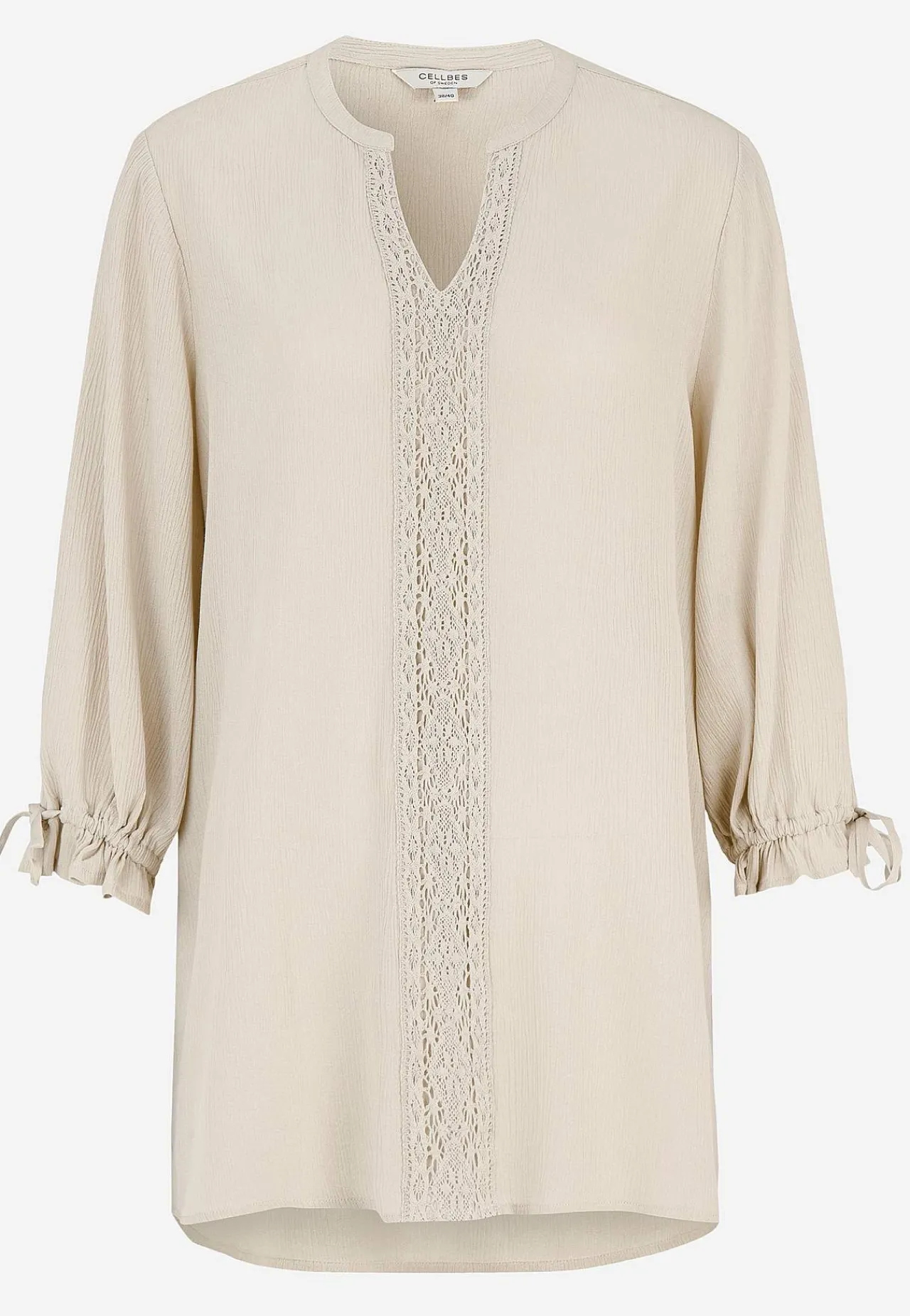 3/4 Ærmet- Kreppet tunika Lys beige