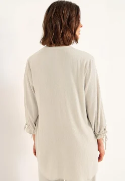 3/4 Ærmet- Kreppet tunika Lys beige