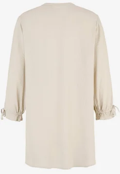 3/4 Ærmet- Kreppet tunika Lys beige