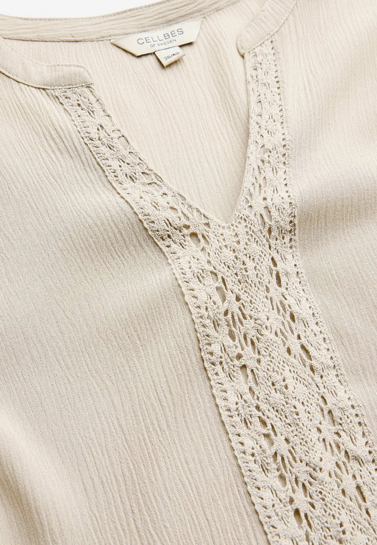 3/4 Ærmet- Kreppet tunika Lys beige