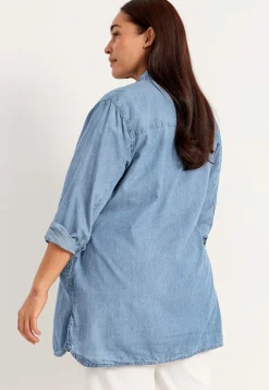 Denim|Denim-Toppe- Lang cowboyskjorte Lyseblå / Denim