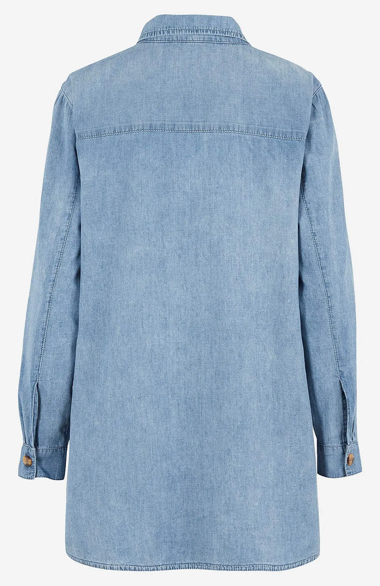 Denim|Denim-Toppe- Lang cowboyskjorte Lyseblå / Denim