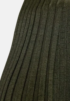 Cardiganer|Cardiganer-Freequent Lang, ribbet cardigan Mørkegrøn / Meleret