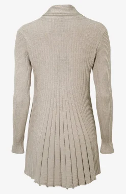 Cardiganer|Cardiganer-Freequent Lang, ribbet cardigan Beigemeleret