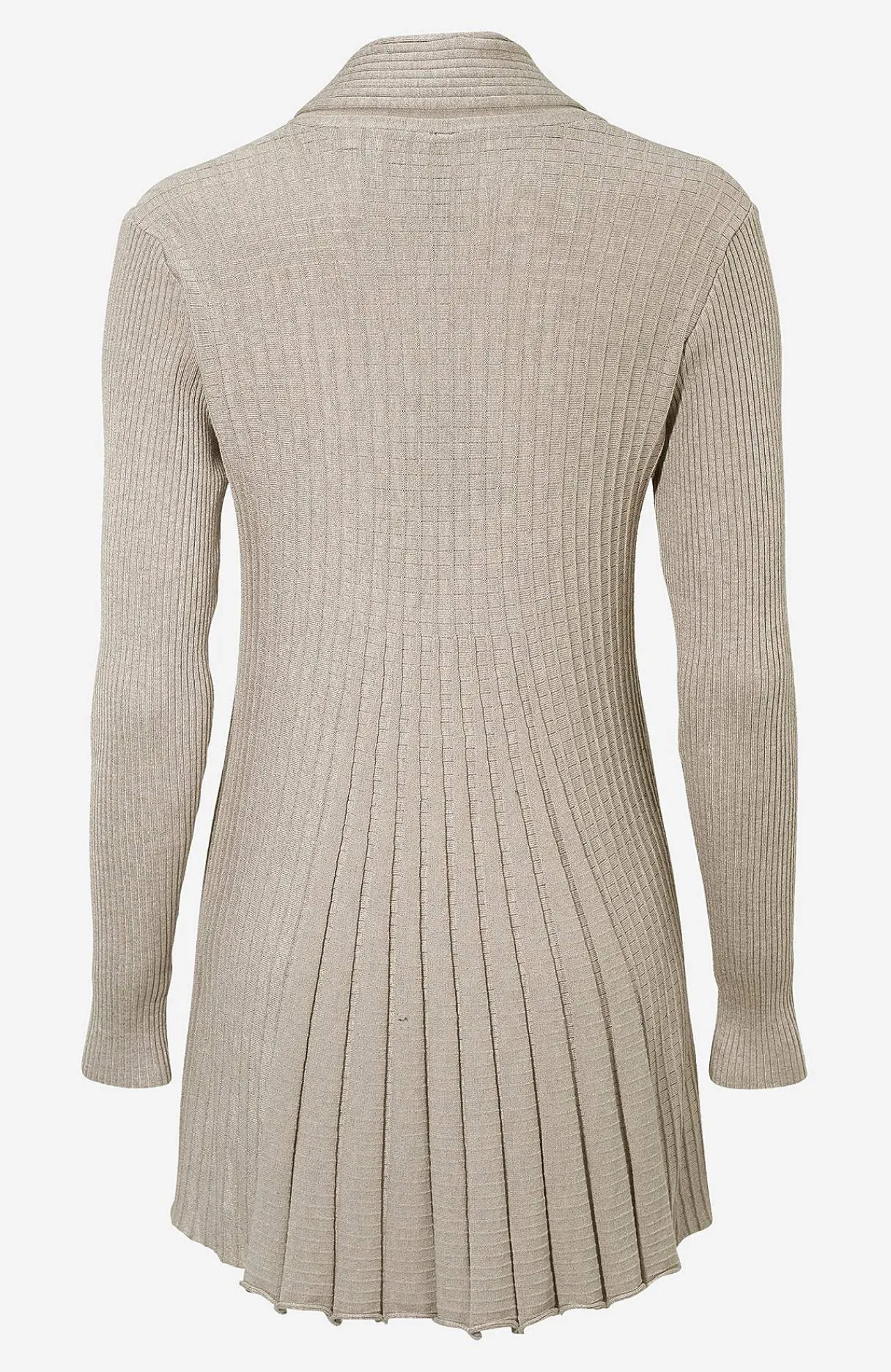 Cardiganer|Cardiganer-Freequent Lang, ribbet cardigan Beigemeleret