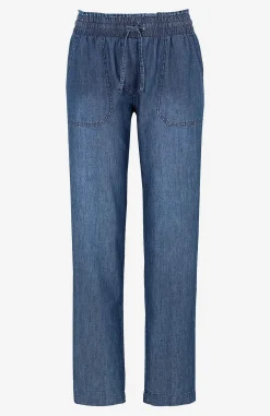 Vide Bukser|Lige Bukser- Lange bukser i blødvasket denim Blå denim