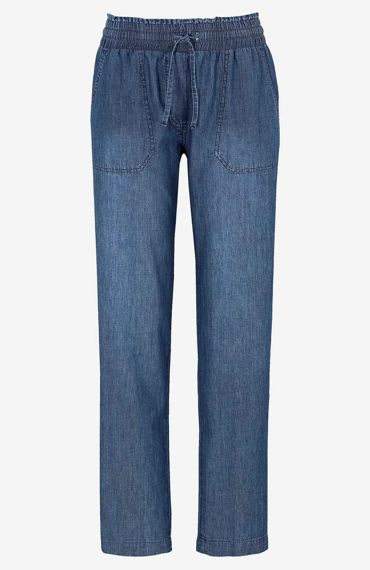 Vide Bukser|Lige Bukser- Lange bukser i blødvasket denim Blå denim