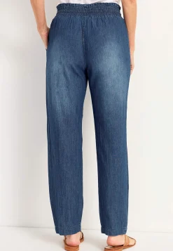 Vide Bukser|Lige Bukser- Lange bukser i blødvasket denim Blå denim