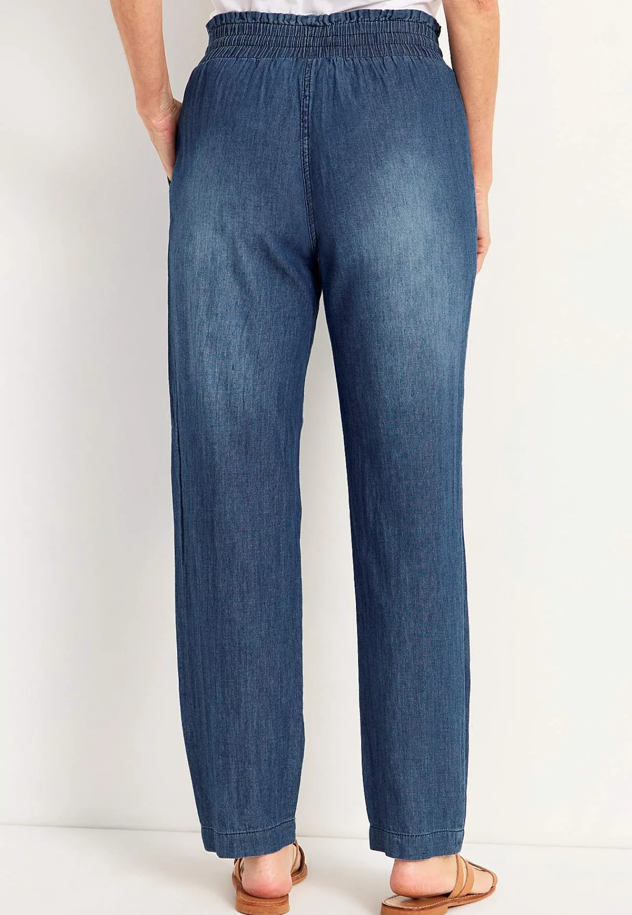 Vide Bukser|Lige Bukser- Lange bukser i blødvasket denim Blå denim