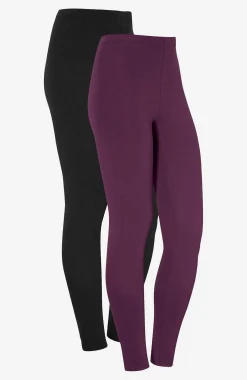 Flerpak Leggings|Flerpak Leggings-Cellbes of Sweden Leggings i bomuld Fia 2-pack Blomme + Sort