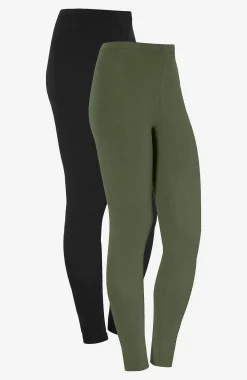 Flerpak Leggings|Flerpak Leggings-Cellbes of Sweden Leggings i bomuld Fia 2-pack Mørkegrøn + Sort