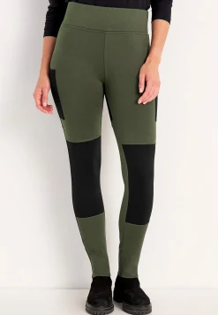 Fritidsbukser|Bukser- Leggings med sidelommer Mørkegrøn