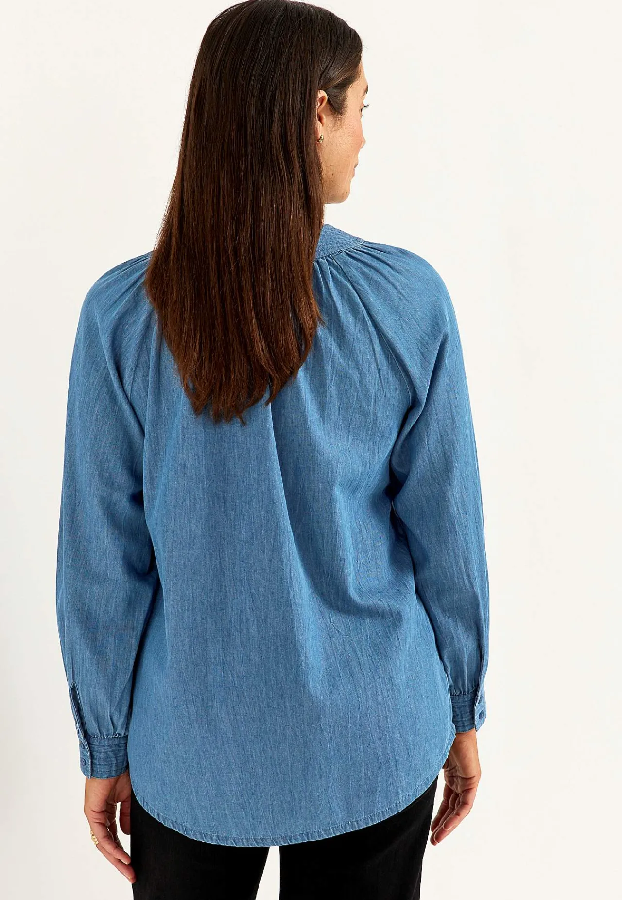 Denim|Denim-Toppe- Let, luftig denimtunika Mellemblå Denim