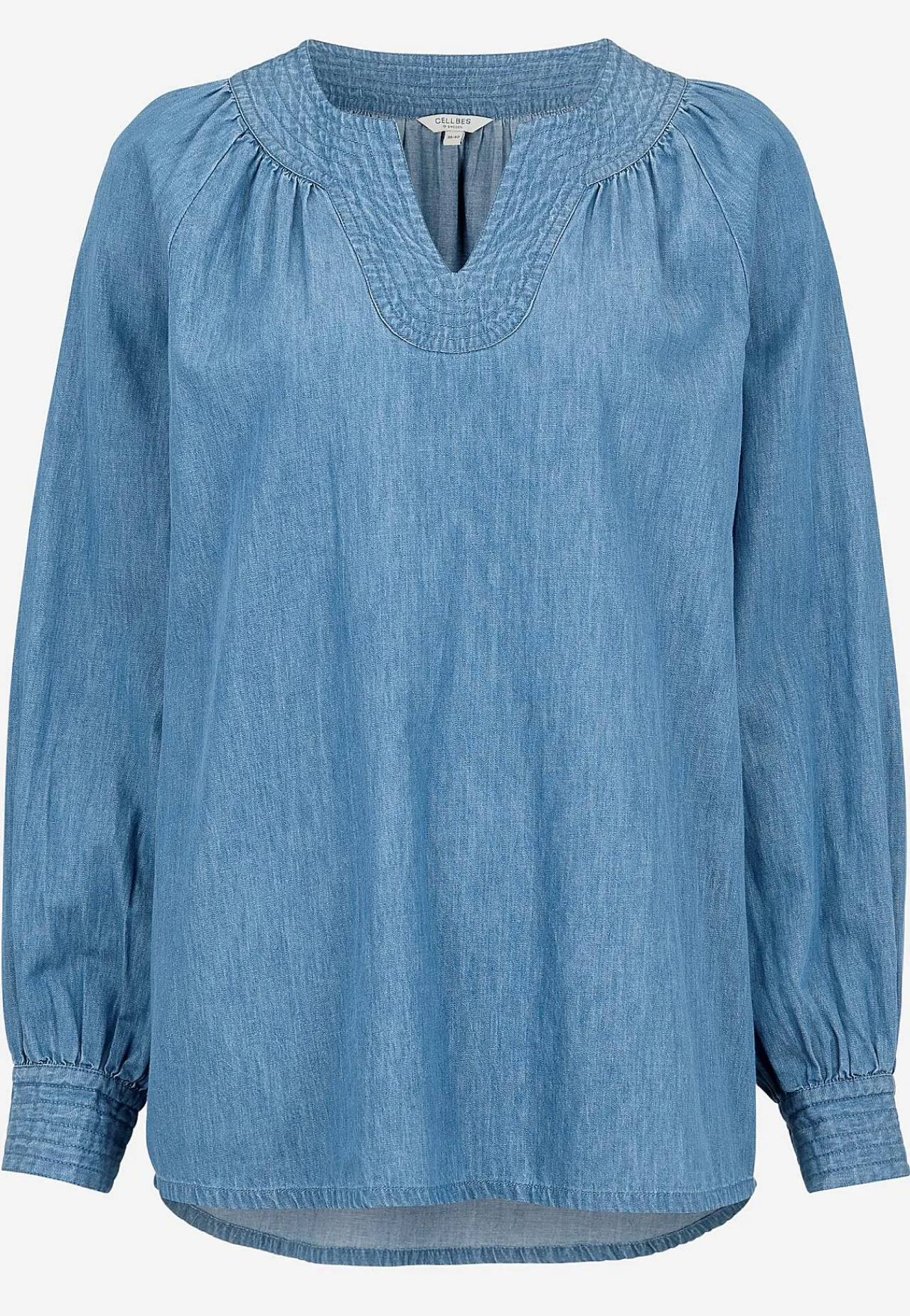 Denim|Denim-Toppe- Let, luftig denimtunika Mellemblå Denim