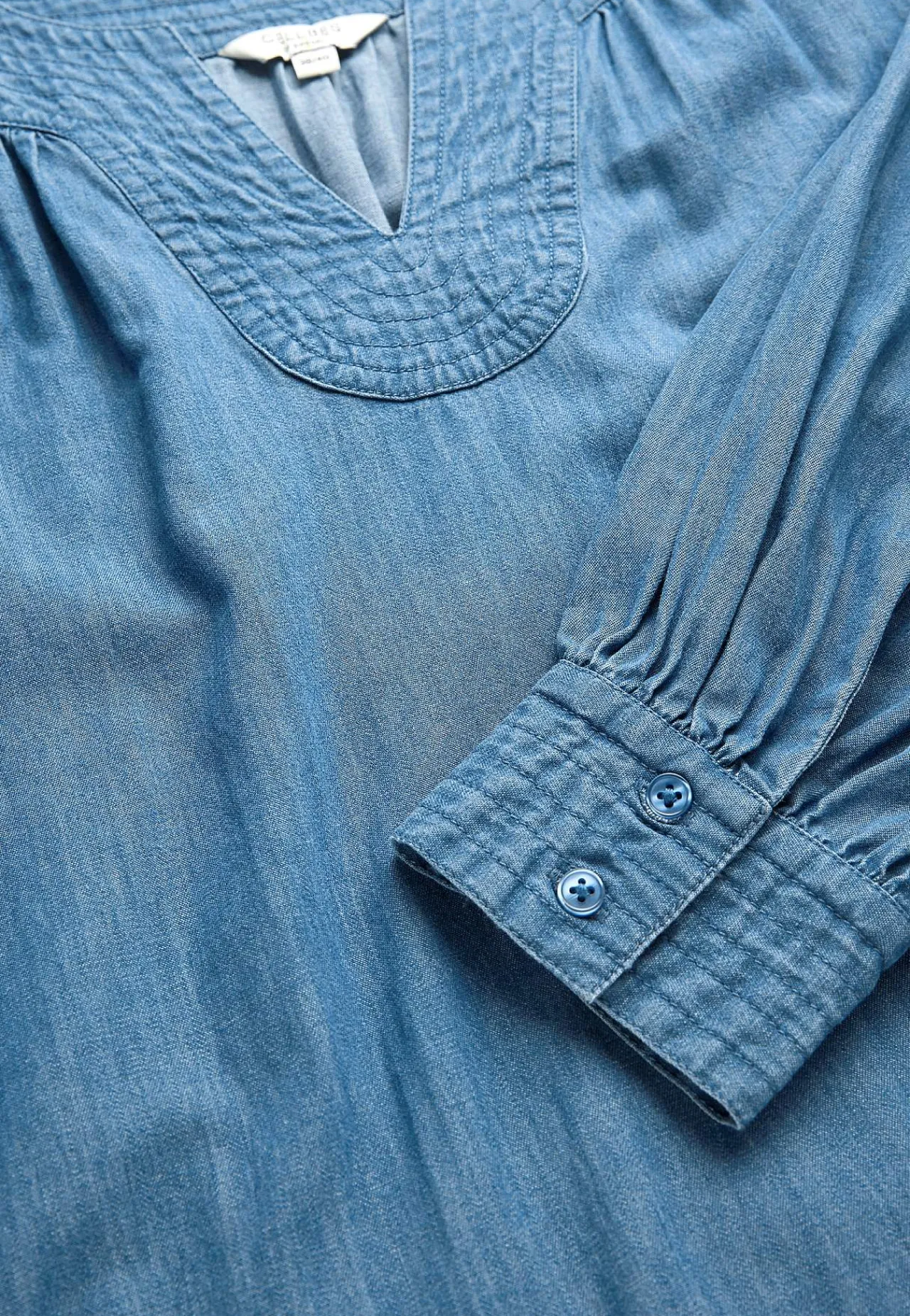 Denim|Denim-Toppe- Let, luftig denimtunika Mellemblå Denim