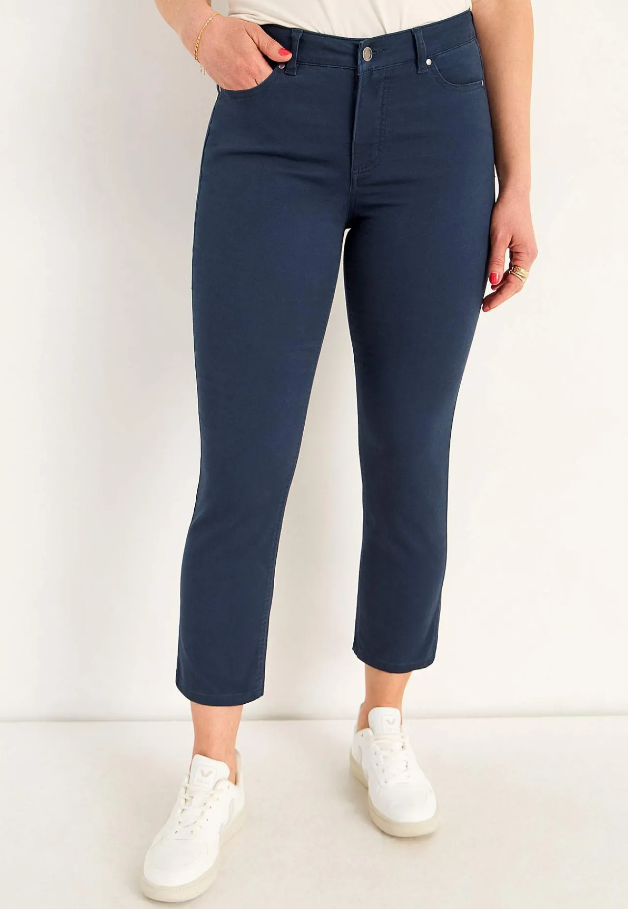 Ankelbukser|Lige Bukser- Lidt slankeree ankeljeans Marine
