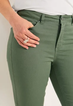 Ankelbukser|Lige Bukser-Cellbes of Sweden Lidt slankeree ankeljeans Kakigrøn