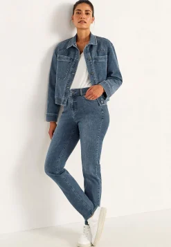 Lige Bukser|Høj Talje-Cellbes of Sweden Lige jeans i denim med superstræk Sara Mellemblå / Denim