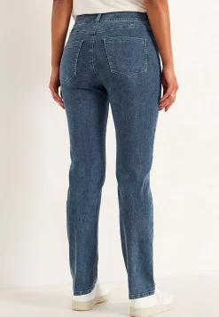 Lige Bukser|Høj Talje-Cellbes of Sweden Lige jeans i denim med superstræk Sara Mellemblå / Denim