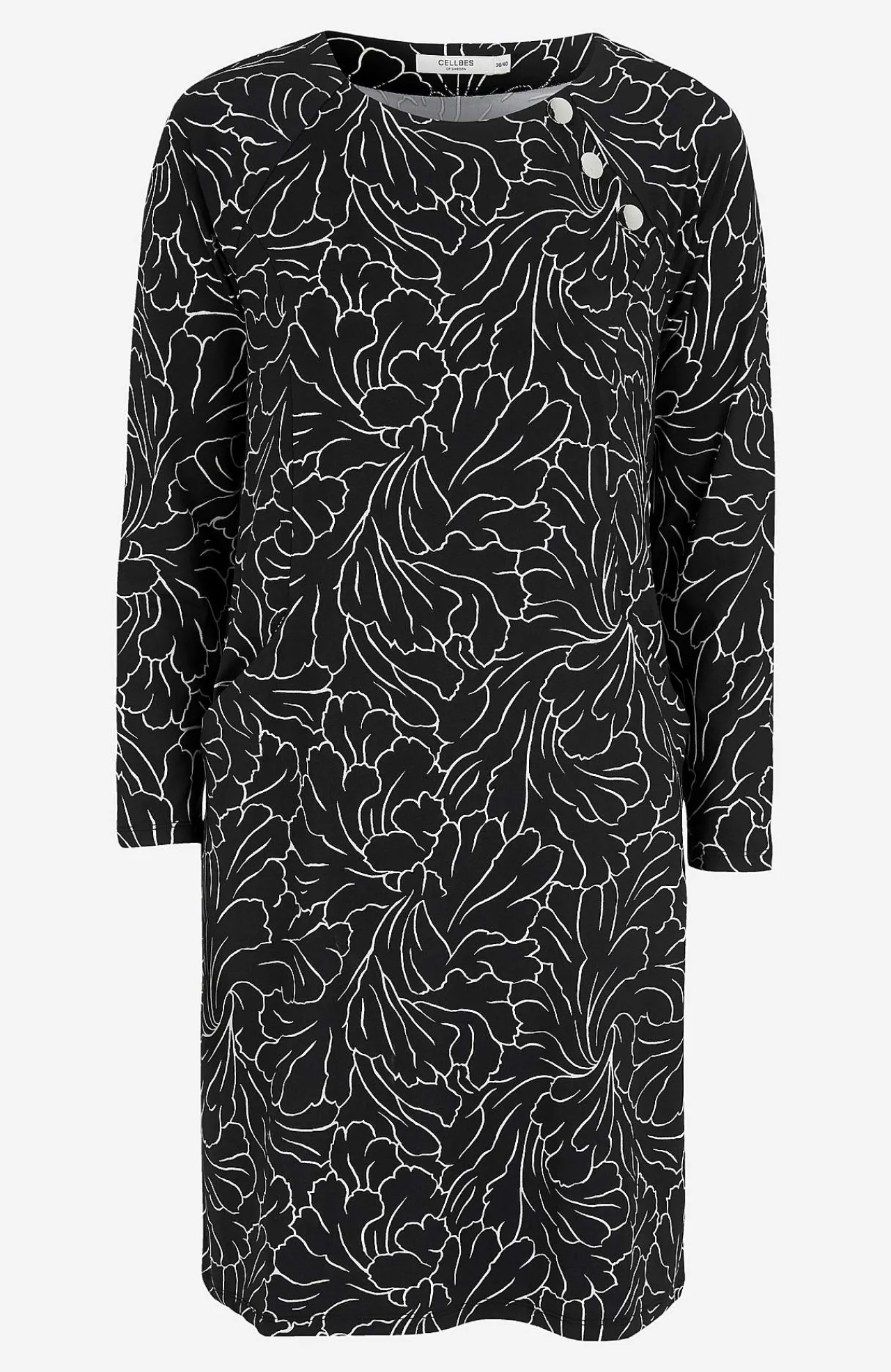 Korte Kjoler-Cellbes of Sweden Mønstret jerseykjole med lommer Sort / Beige / Mønstret