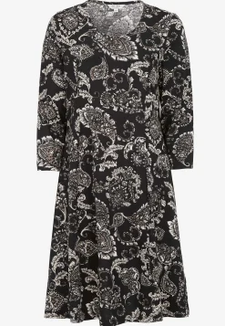 Korte Kjoler- Mønstret jerseykjole med lommer Sort / Paisley