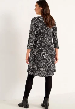 Korte Kjoler- Mønstret jerseykjole med lommer Sort / Paisley
