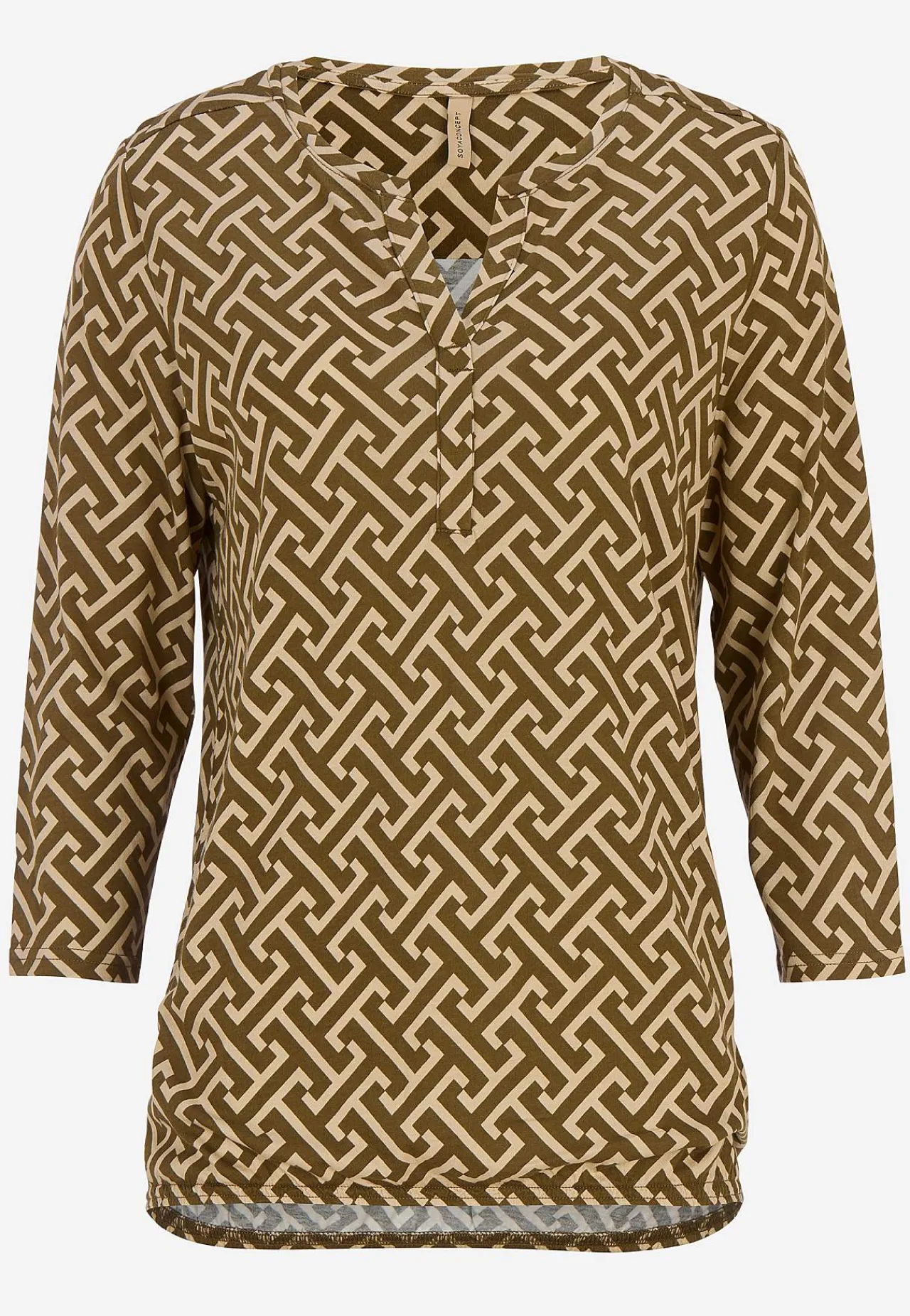Toppe- Mønstret jerseytop Olivengrøn/Beige/Mønstret