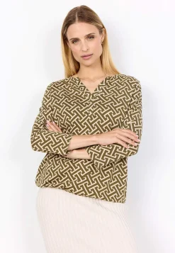 Toppe- Mønstret jerseytop Olivengrøn/Beige/Mønstret