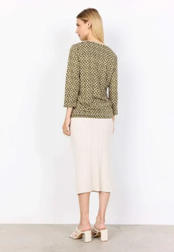 Toppe- Mønstret jerseytop Olivengrøn/Beige/Mønstret