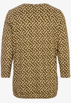 Toppe- Mønstret jerseytop Olivengrøn/Beige/Mønstret