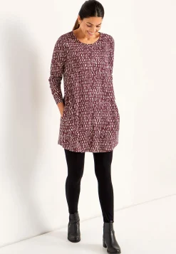 Mønstrede-Cellbes of Sweden Mønstret jerseytunika med lommer Vinrød/Beige/Mønstret