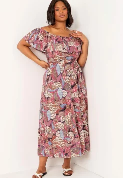 Festkjoler|Festkjoler- Mønstret off-shoulder-kjole | Cellbes