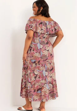 Festkjoler|Festkjoler- Mønstret off-shoulder-kjole | Cellbes