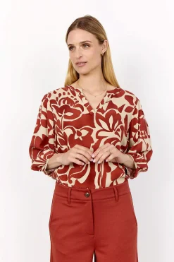 Bluser-Soyaconcept Mønstret viskosebluse Rust / Mønstret