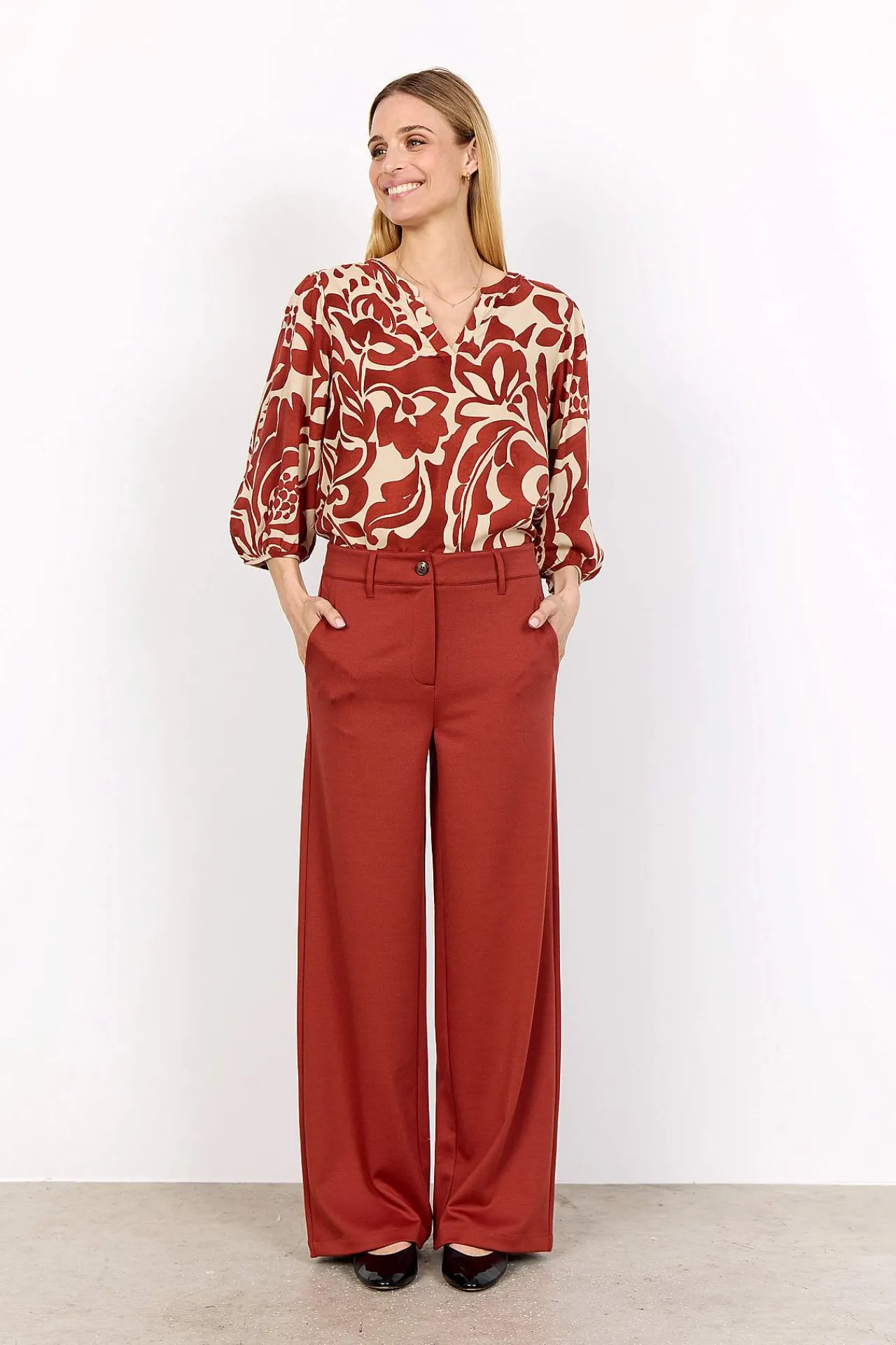 Bluser-Soyaconcept Mønstret viskosebluse Rust / Mønstret